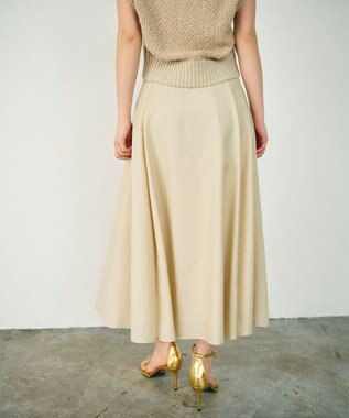 GRACE CONTINENTAL リネンタッチタックフレアスカート ベージュ