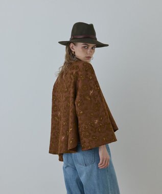 GRACE CONTINENTAL サラサジャガードケープジャケット ブラウン