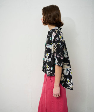 GRACE CONTINENTAL リゾートプリントシャツ ブラック