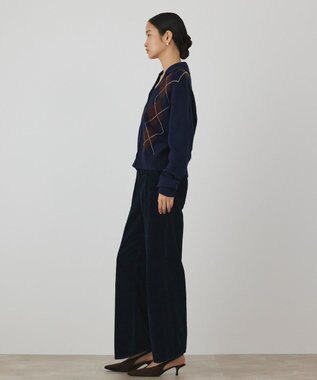 GRACE CONTINENTAL アーガイルニットカーディガン ネイビー