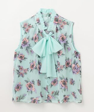 GRACE CONTINENTAL エスニックフラワー刺繍トップ ライトグリーン