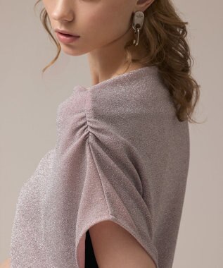 GRACE CONTINENTAL ラメドレープカットトップ ピンク