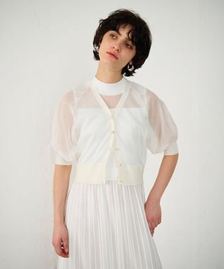 GRACE CONTINENTAL ラメシアードルマンニットカーディガン ホワイト