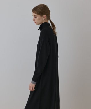 GRACE CONTINENTAL バイカラーストレートニットワンピース ブラック