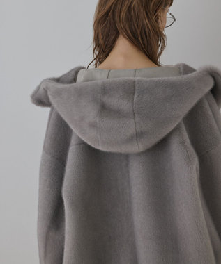 GRACE CONTINENTAL フェイクミンクフードジャケット ライトグレー