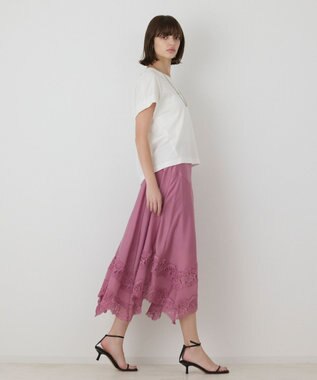 GRACE CONTINENTAL レースヘムフレアスカート ピンク