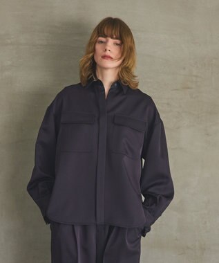 GRACE CONTINENTAL トリアセカルゼシャツ ネイビー