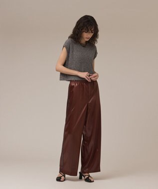 GRACE CONTINENTAL レザーライクパンツ ブラウン