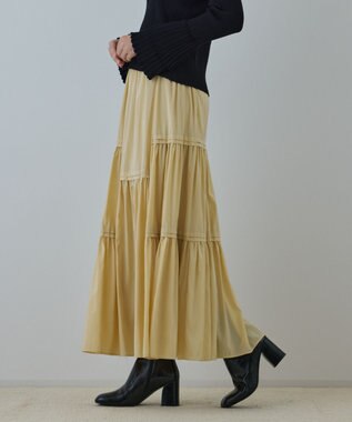 GRACE CONTINENTAL ティアードロングスカート イエロー