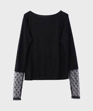 GRACE CONTINENTAL アセテートシアーカットトップ ブラック