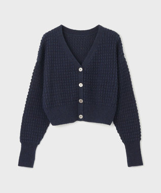 GRACE CONTINENTAL ワッフルショートニットカーディガン ネイビー