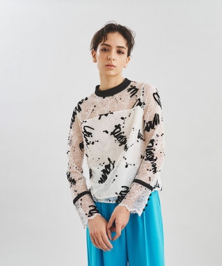 完売品！GRACE CONTINENTAL レースフロッキープリントトップ