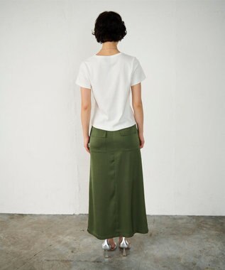 GRACE CONTINENTAL サテンストレートスカート カーキ