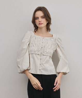 GRACE CONTINENTAL ラメドットタフタジャガードトップ