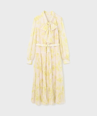 GRACE CONTINENTAL フラワープリントプリーツワンピース イエロー