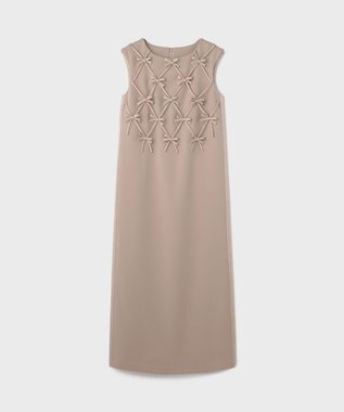 GRACE CONTINENTAL リボンモチーフドレス ベージュ