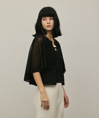 GRACE CONTINENTAL シアーケープニットカーディガン ブラック