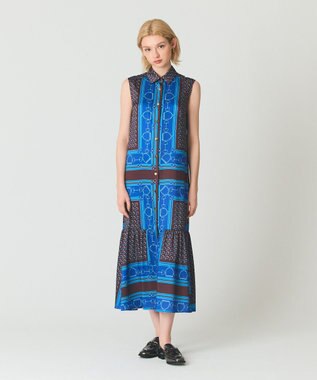 GRACE CONTINENTAL スカーフプリントシャツドレス