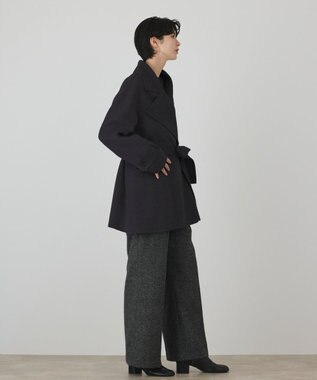 GRACE CONTINENTAL カシミヤ混リバーコート チャコール
