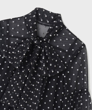 GRACE CONTINENTAL チュールドットボウタイブラウス ブラック