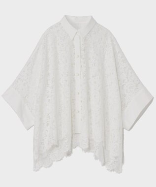 GRACE CONTINENTAL レースポンチョシャツ ホワイト