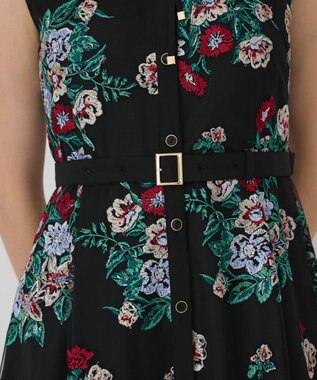 GRACE CONTINENTAL ブーケフラワー刺繍ワンピース ブラック