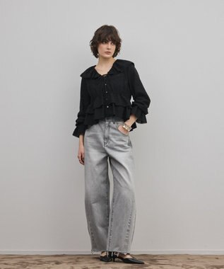 GRACE CONTINENTAL エンブロイダリーフリルブラウス ブラック