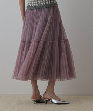 GRACE CONTINENTAL チュールティアードスカート パープル