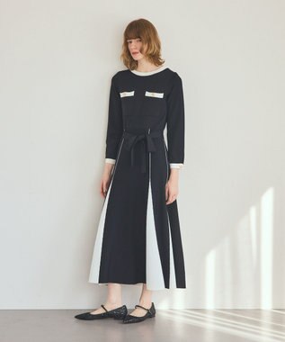 GRACE CONTINENTAL ニットバイカラージャガードワンピース