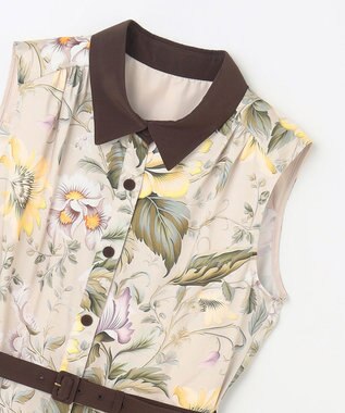 GRACE CONTINENTAL ボタニカルプリントワンピース ベージュ