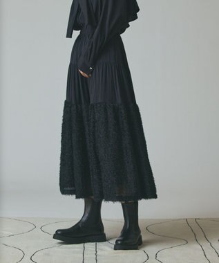 GRACE CONTINENTAL フェザージャガードコンビスカート ブラック