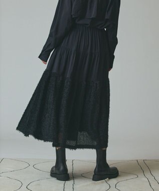GRACE CONTINENTAL フェザージャガードコンビスカート ブラック