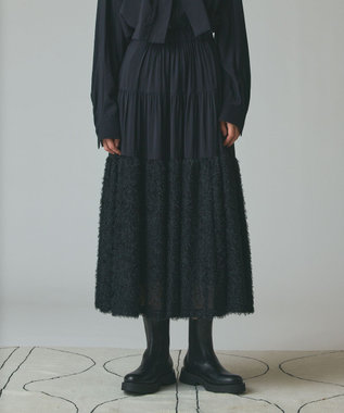 GRACE CONTINENTAL フェザージャガードコンビスカート ブラック