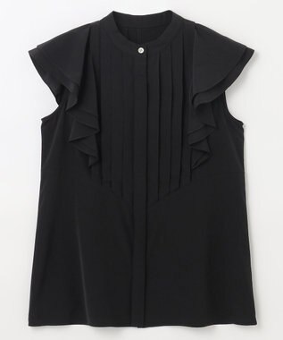美品 ダイアグラム グレースコンチネンタル フロントタックフリルブラウス S 黒 美品 ダイアグラム グレースコンチネンタル フロントタック