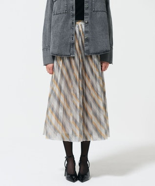 GRACE CONTINENTAL ラメラインプリーツスカート イエロー