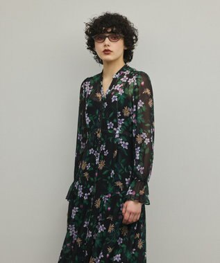 GRACE CONTINENTAL ドロストティアードフレアワンピース ブラック