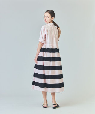 GRACE CONTINENTAL ボーダーコンビシャツワンピース ピンク