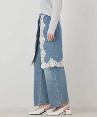 GRACE CONTINENTAL レーススカートレイヤードデニム サックス