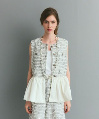 GRACE CONTINENTAL ツイードコンビジレ ホワイト