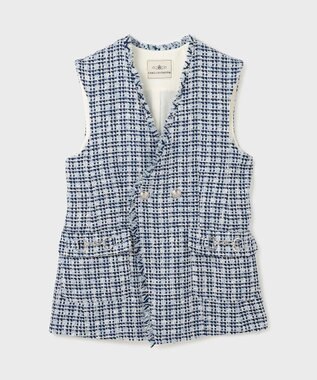 GRACE CONTINENTAL ルーズツイードジレジャケット ブルー