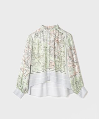 GRACE CONTINENTAL パリスカーフプリントブラウス グレー