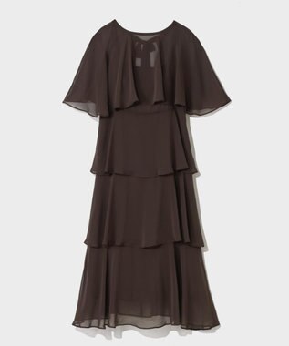 GRACE CONTINENTAL シフォンケープドレス ブラウン