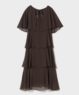 GRACE CONTINENTAL シフォンケープドレス ブラウン