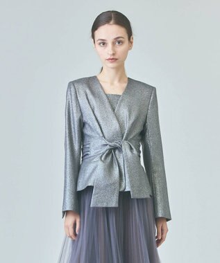 GRACE CONTINENTAL ラメWOOLボウジャケット グレー