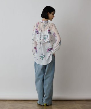 GRACE CONTINENTAL スーヴェニールプリントブラウス ホワイト