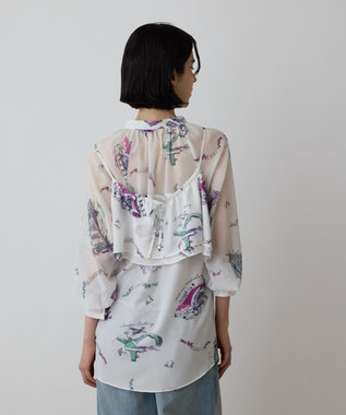 GRACE CONTINENTAL スーヴェニールプリントブラウス ホワイト