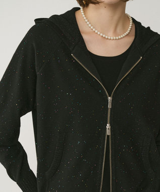 GRACE CONTINENTAL スパンコールニットパーカー ブラック