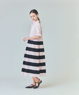 GRACE CONTINENTAL ボーダーコンビシャツワンピース ピンク