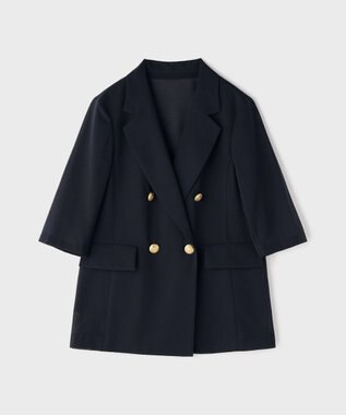 GRACE CONTINENTAL シアーハーフスリーブジャケット ネイビー