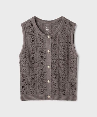 GRACE CONTINENTAL クロシェライクニットジレ グレー